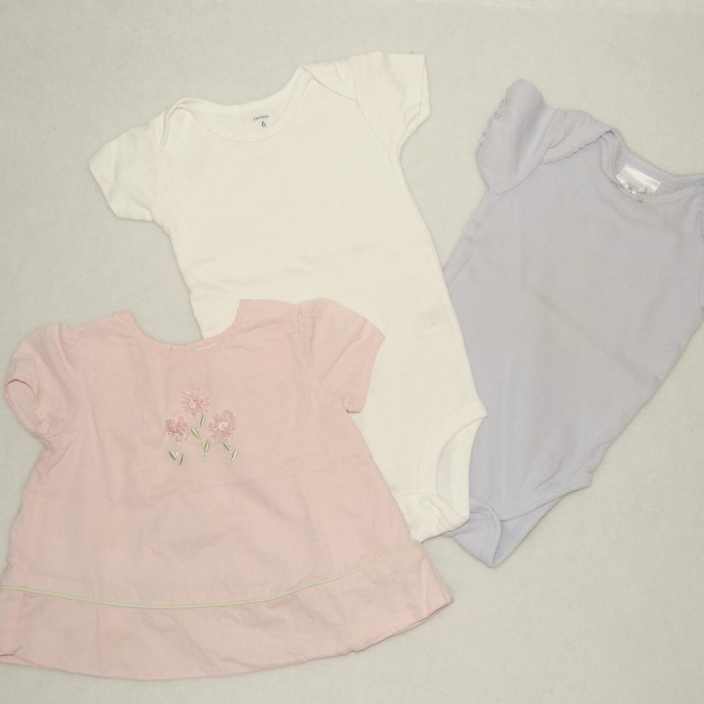 Bundle of 3 Infant Baby Girls, 3-6M Clothing, 100% Cotton